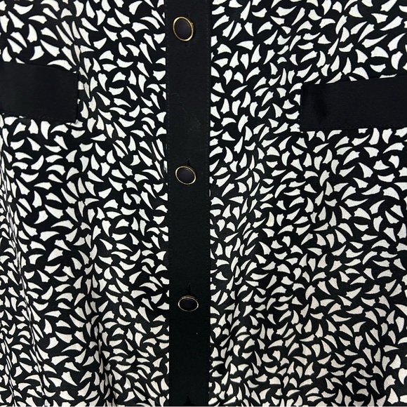 Andrea Gayle Black White Print Blouse Size XL Button Front Top - Picture 9 of 11